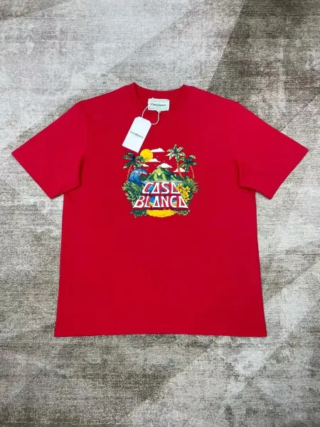 Casablanca Tropical Print Red T-Shirt - 1