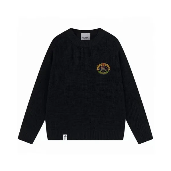 Burberry Embroidered Crest Knit Sweater Black - 1
