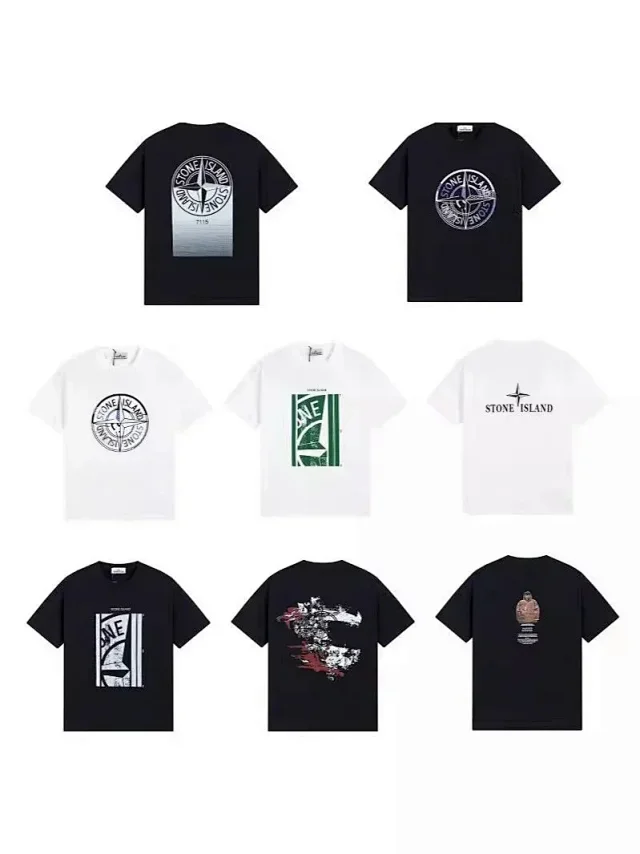 Stone Island T-Shirts Short-Sleeve Graphic Logo Print product detail image 1