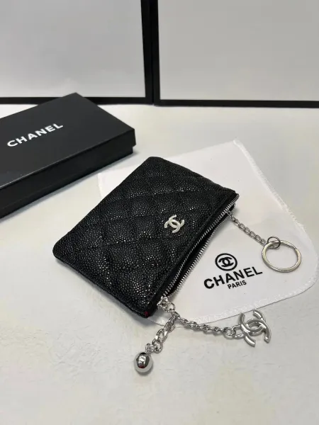 Chanel Mini Wallet on Chain Black Shiny Stingray Quilted Card Holder - 8