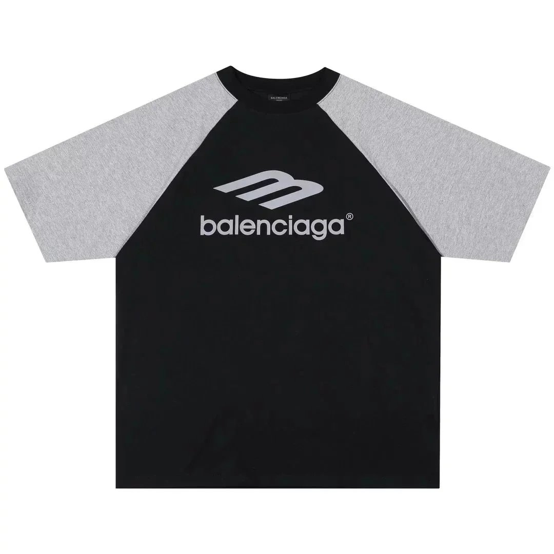 Balenciaga T-Shirts Logo Graphic Short-Sleeve T-Shirt — Black and gray letters spell 002.
