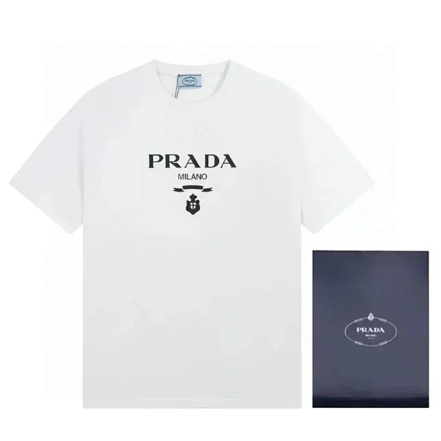 Prada T-Shirts Short-Sleeve Logo Print T-Shirt product detail image 3