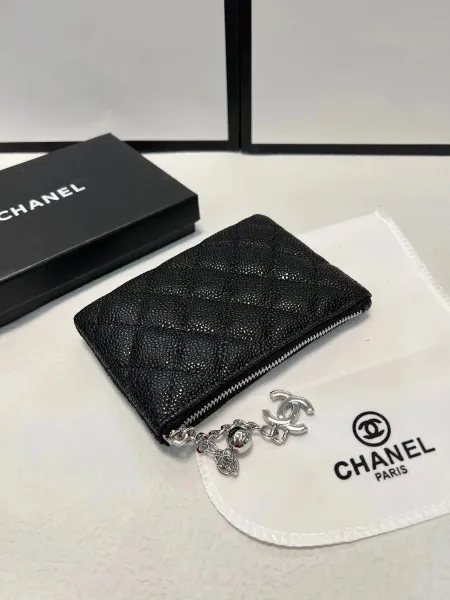Chanel Mini Wallet on Chain Black Shiny Stingray Quilted Card Holder - 3