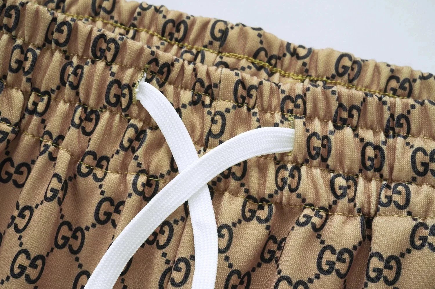 Gucci GG Monogram Print Wide-Leg Pants Beige - 5