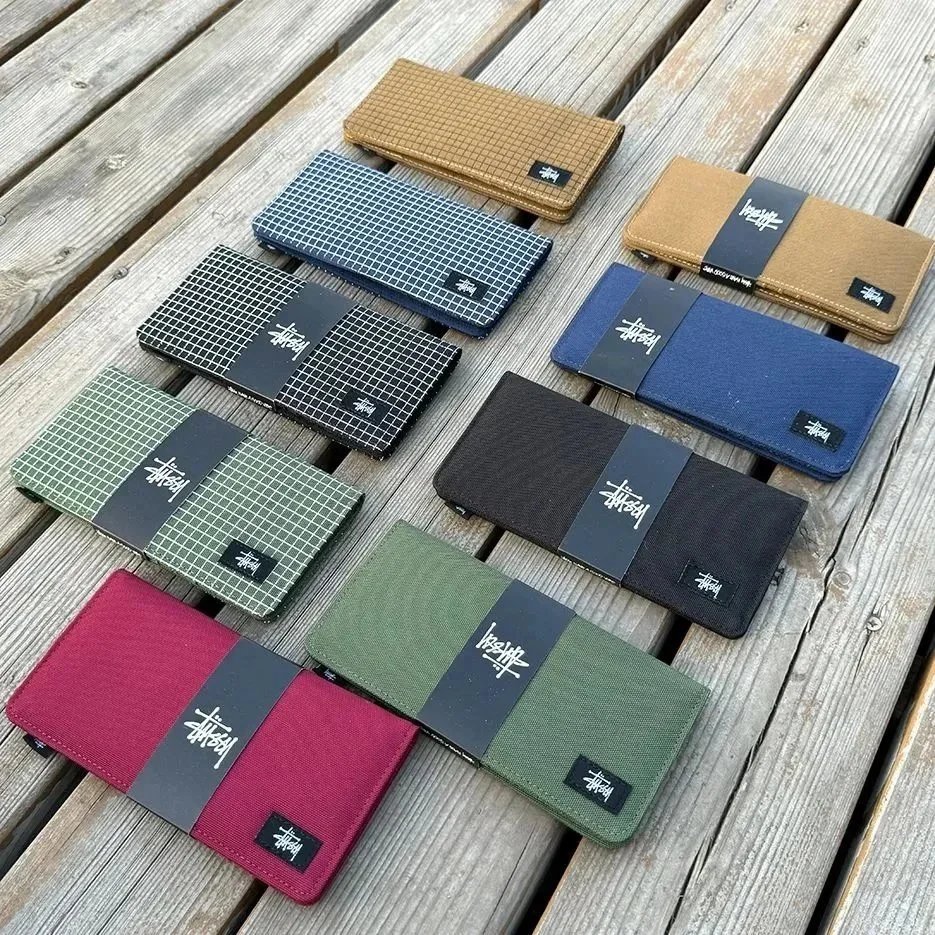 Stüssy Grid Pattern Short Wallet Navy - 7