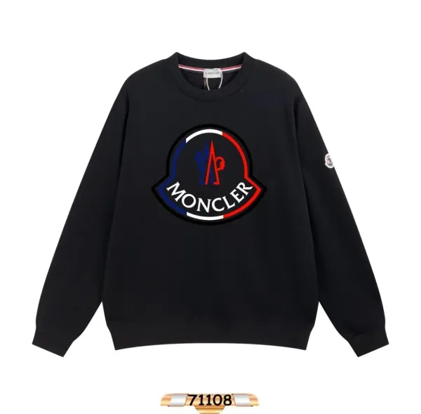 Moncler Logo Patch Black Sweatshirt - 1