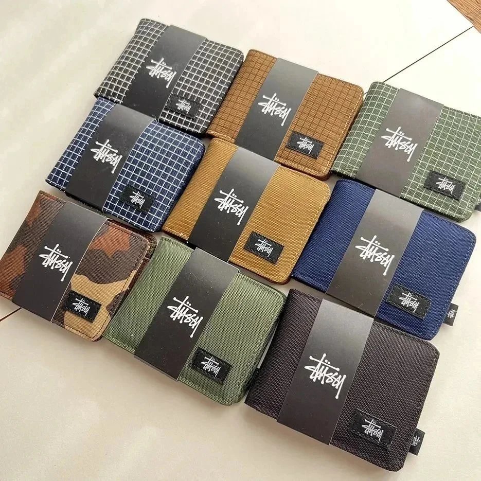 Stüssy Grid Pattern Short Wallet Navy - 2