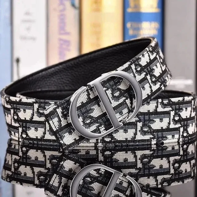 Dior Belts Oblique jacquard belt with CD buckle product detail image 7