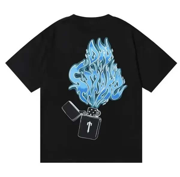 Travstar Blue Flame Lighter Graphic T-Shirt Black - 1