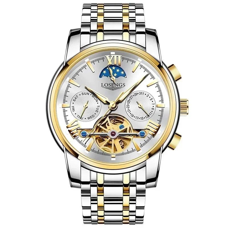 CASUOER Oyster Perpetual-Style Diamond Dial Two-Tone Mechanical Watch