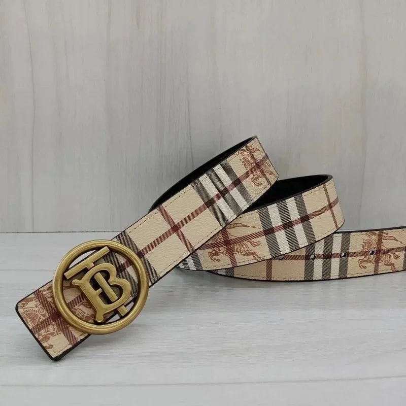 Burberry Belts Check-pattern belt with TB monogram buckle — 01