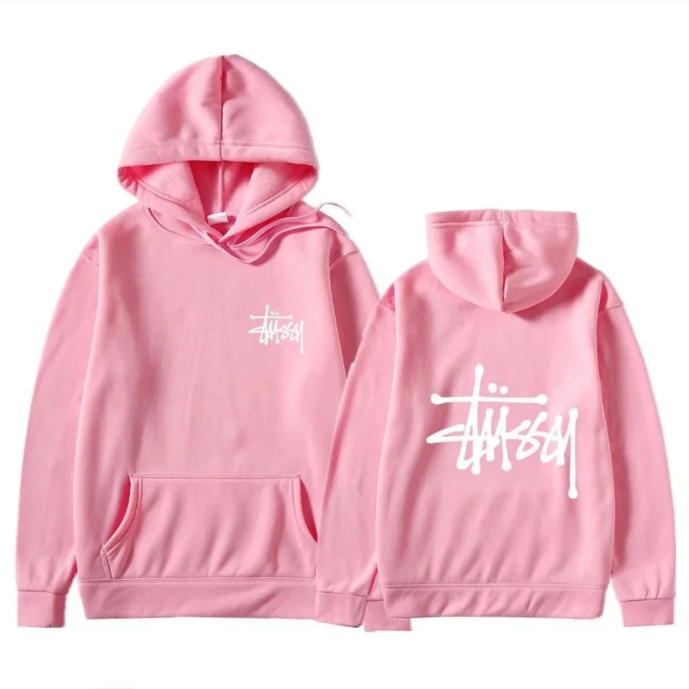 Stüssy Hoodies & Sweatshirts Logo Print Pullover Hoodie — Pink 20