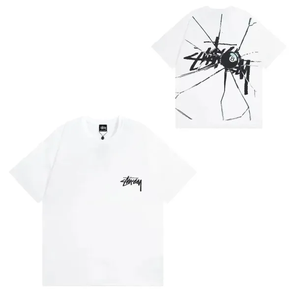 Stussy 8-Ball Shattered Glass T-Shirt White - 1