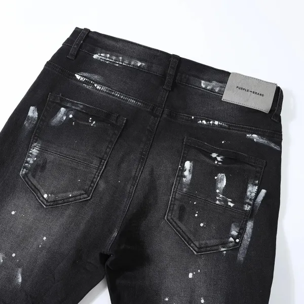 Purple x Unknown Model Distressed Metallic Wash Jeans - 5