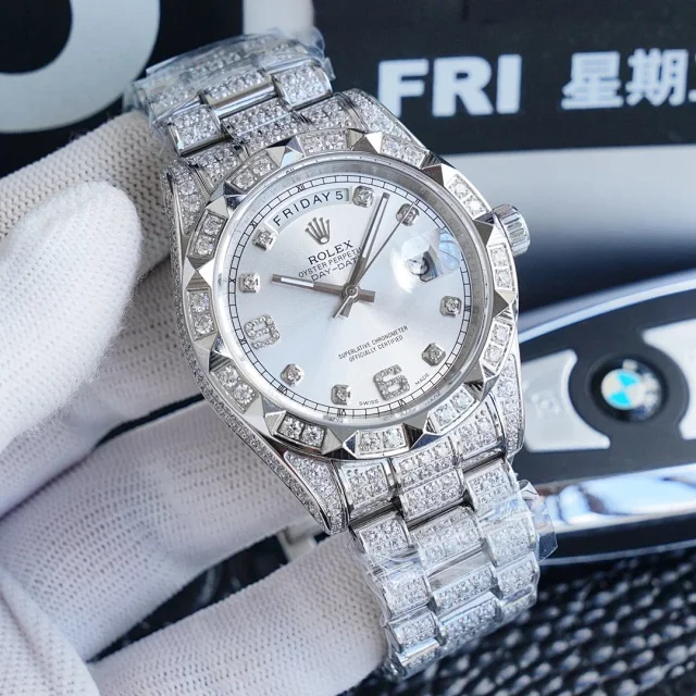 Rolex Watches Day-Date Crystal-Set Bracelet Watch product detail image 4