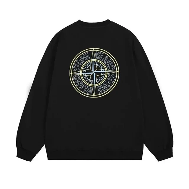 Stone Island Hoodies & Sweatshirts Crewneck Sweatshirt with Fingerprint Graphic and Compass Back Print product detail image 3