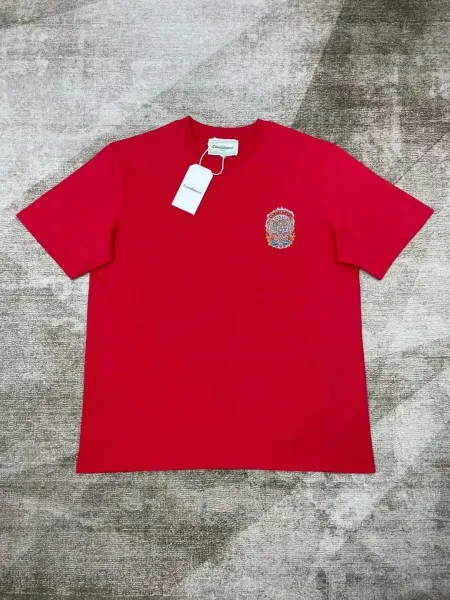 Casablanca Crest Embroidered Red T-Shirt - 1