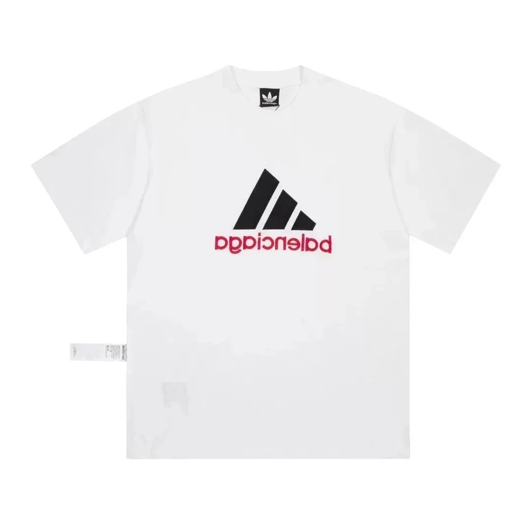 Balenciaga T-Shirts Logo Graphic Short-Sleeve T-Shirt — White AD collaboration 002