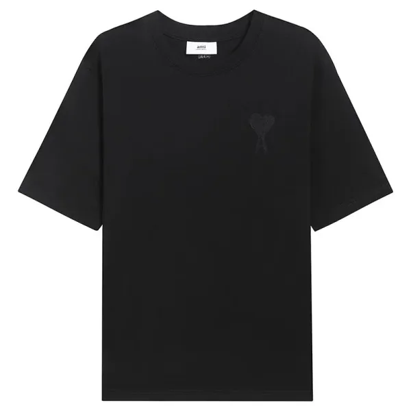 AMI Paris Heart Logo Black T-Shirt - 1