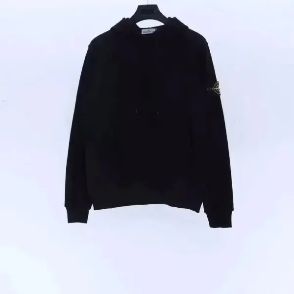 Stone Island Black Hoodie with Compass Logo - 1
