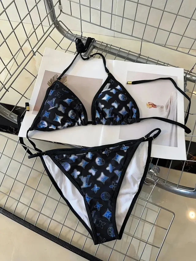 Louis Vuitton Swimwear Monogram Print Triangle Bikini Set product detail image 10