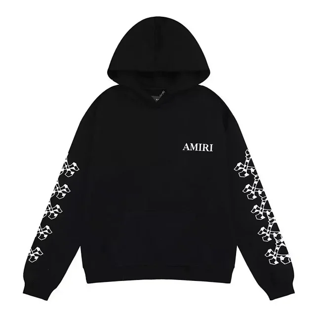 AMIRI Hoodies & Sweatshirts Logo Print Pullover Hoodie with Palm Tree Back Graphic product detail image 8