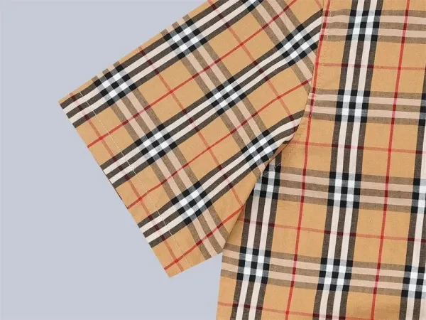 Burberry Check Print Short-Sleeve Shirt Orange Beige Black - 10