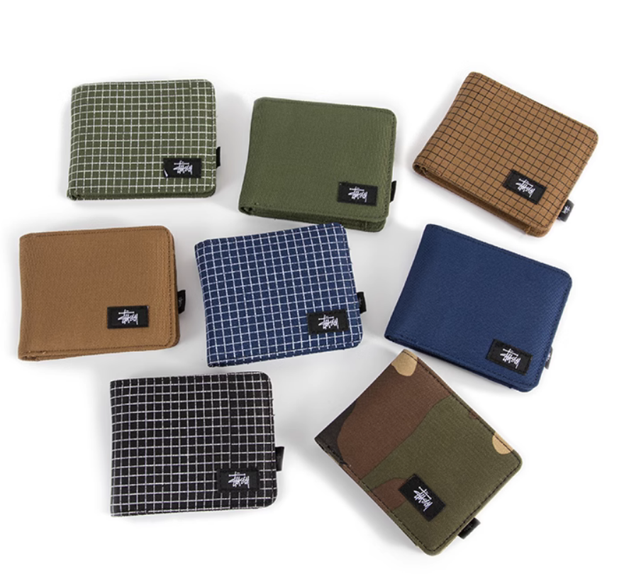 Stüssy Grid Pattern Short Wallet Navy - 3