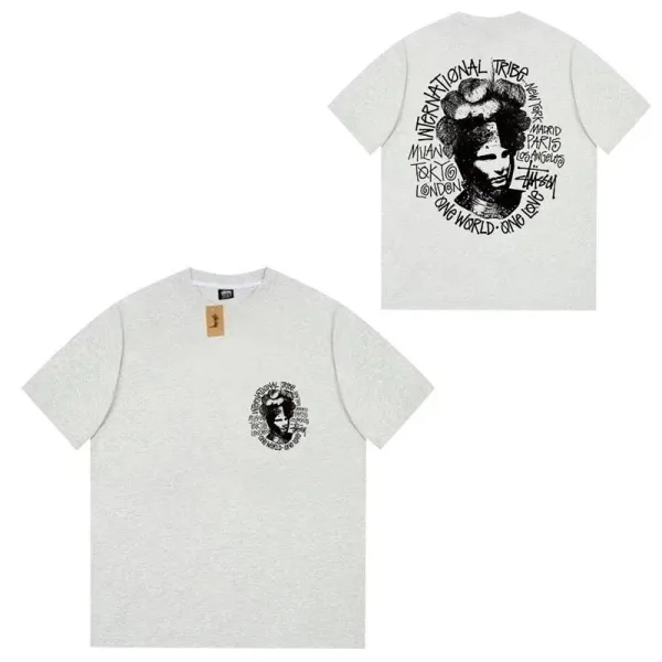 Stüssy International Tribe Graphic T-Shirt Heather Gray T-Shirt - 1