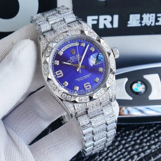 Rolex Watches Day-Date Crystal-Set Bracelet Watch product detail image 6