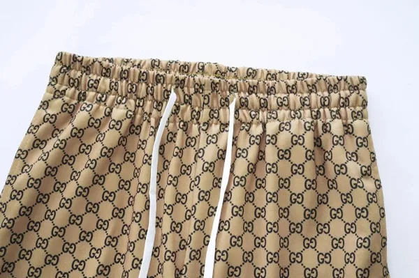 Gucci GG Monogram Print Wide-Leg Pants Beige - 4