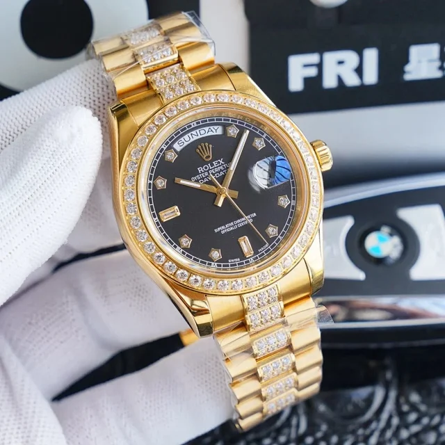 Rolex Watches Day-Date Crystal-Set Bracelet Watch product detail image 3