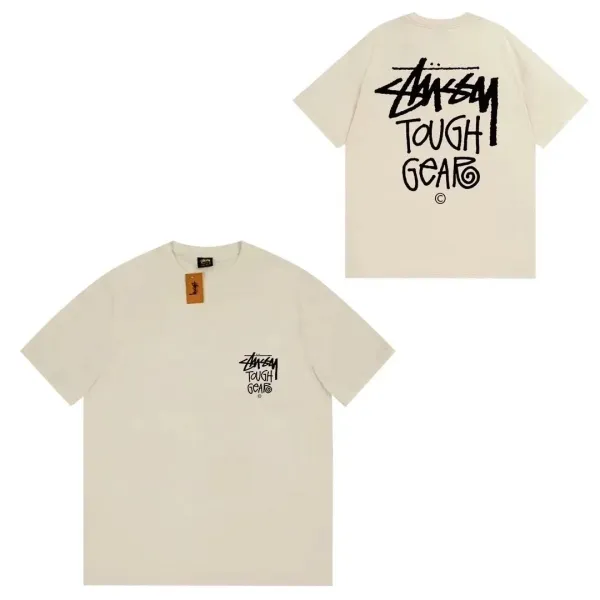 Stussy Tough Gear Beige Oversized T-Shirt - 1