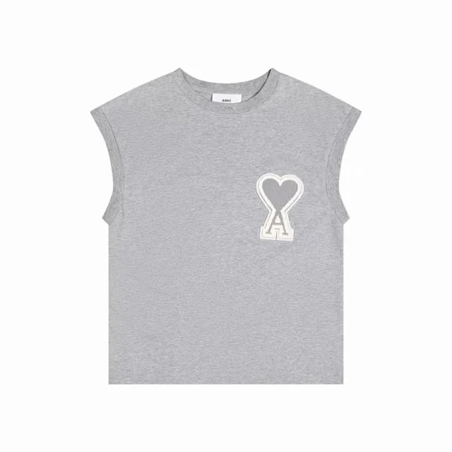 AMI Paris T-Shirts Sleeveless de Coeur patch T-shirt product detail image 5