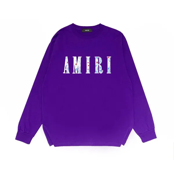 Amiri Floral Logo Purple Long-Sleeve Tee - 1