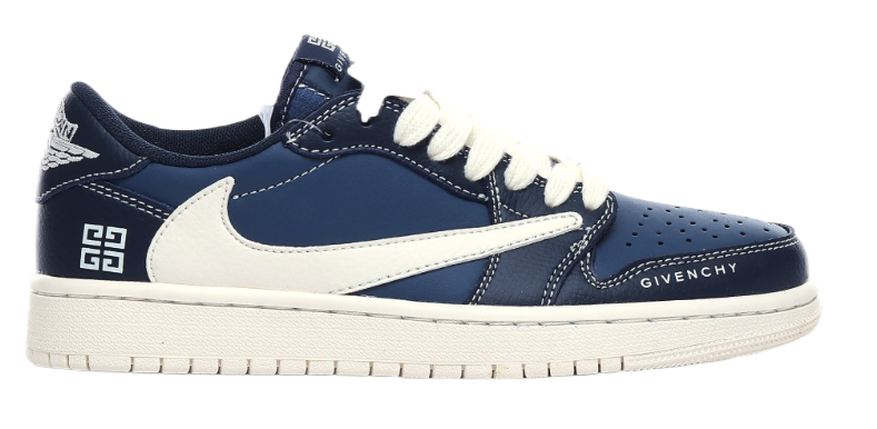 Nike x A Bathing Ape Air Jordan 1 Low 'Bapesta' Navy Beige Sneakers - 2
