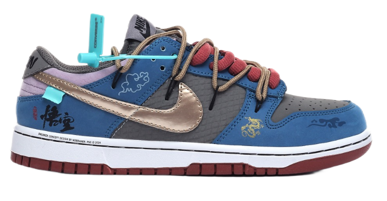 Nike x A Bathing Ape Air Jordan 1 Low 'Bapesta' Navy Beige Sneakers - 3