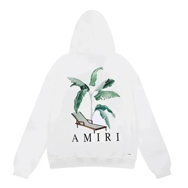 AMIRI Hoodies & Sweatshirts Logo Print Pullover Hoodie with Palm Tree Back Graphic product detail image 7