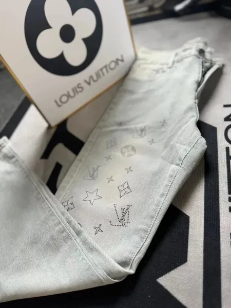 Louis Vuitton Monogram Pocket Detail Light Wash Jeans - 7