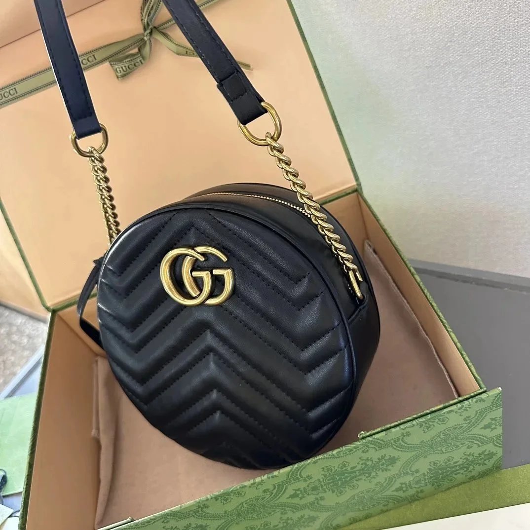 Gucci GG Marmont Mini Chain Bag Beige and Brown Shoulder Bag - 3