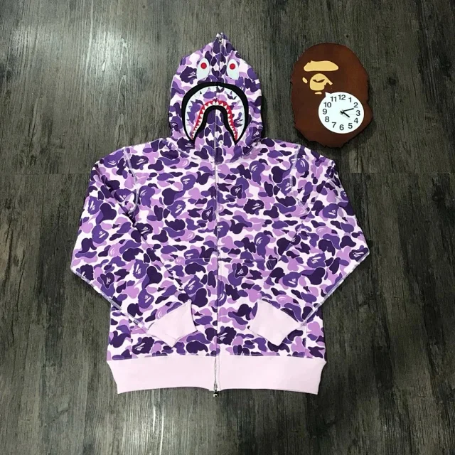 A BATHING APE Hoodies & Sweatshirts Shark Full Zip Hoodie with Camo Print product detail image 2