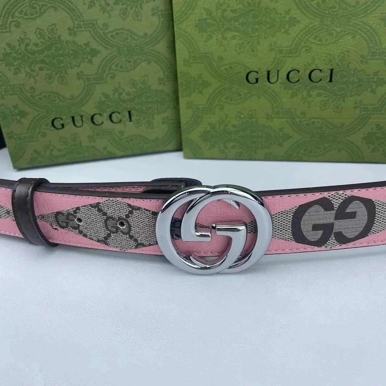 Burberry Belts Check Pattern Belt with B Monogram Buckle image 9