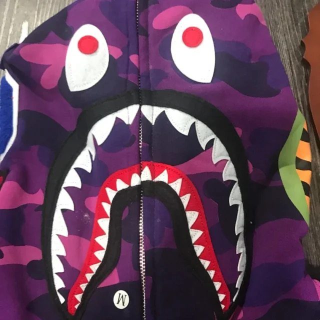 A BATHING APE Hoodies & Sweatshirts Shark Full Zip Hoodie with Camo Print product detail image 7