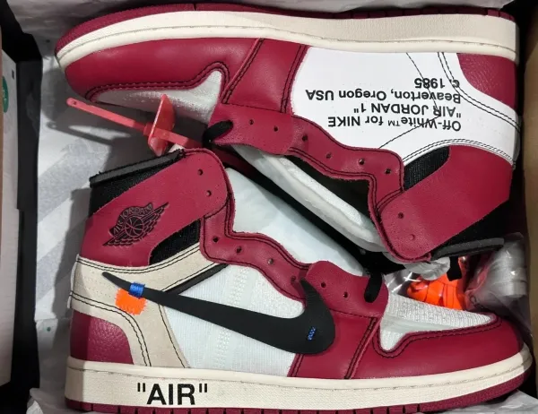 Off-White x Air Jordan 1 University Red Sneakers - 1
