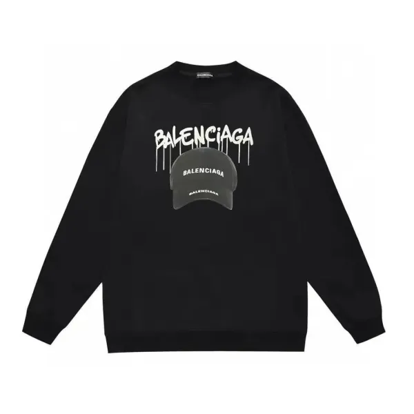 Balenciaga Cap Print Black Hoodie - 1