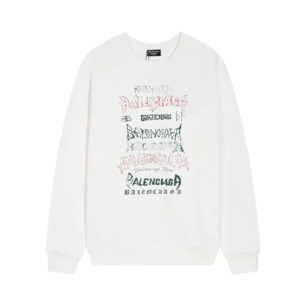 Balenciaga Multi-Logo Graffiti Print White Hoodie - 1