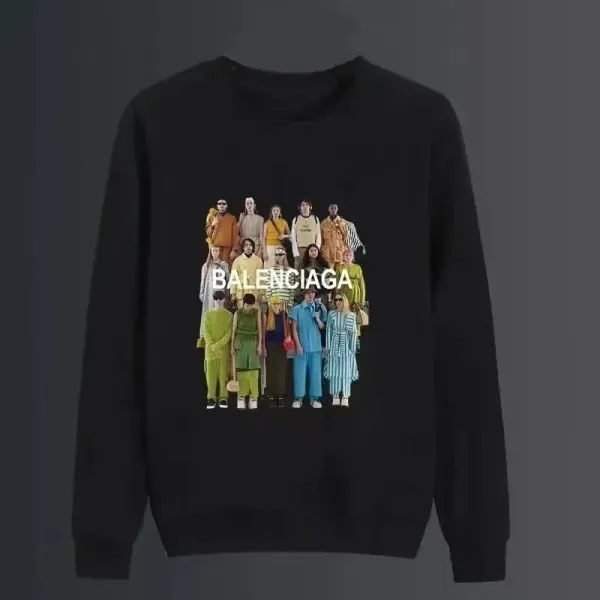 Balenciaga Logo Print Black Crewneck Hoodie - 10