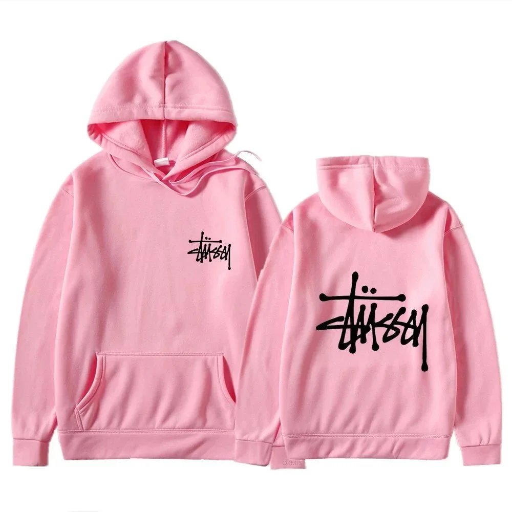 Stüssy Hoodies & Sweatshirts Logo Print Pullover Hoodie — Pink 8
