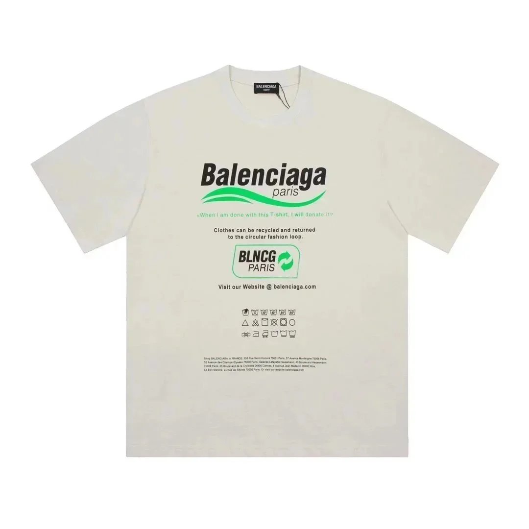 Balenciaga T-Shirts Logo Graphic Short-Sleeve T-Shirt — Yellow-green letters 002