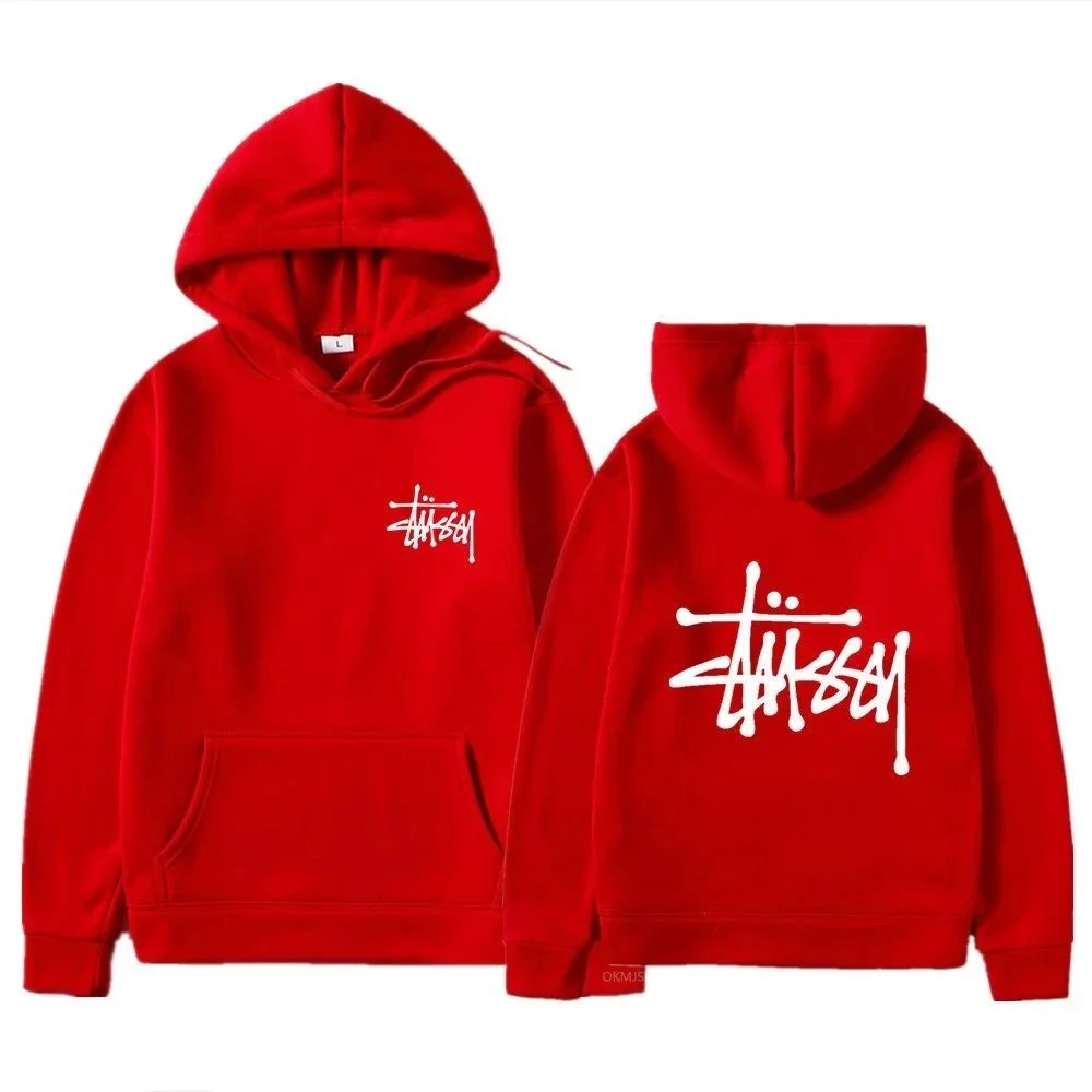 Stüssy Hoodies & Sweatshirts Logo Print Pullover Hoodie — Red 18